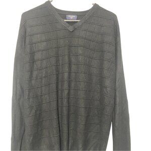 Dockers Mens V-Neck Sweater Large Black  Cozy Cotton Blend Knit Pullover
